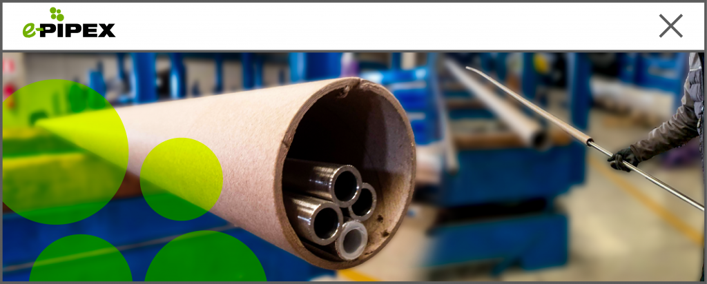 e-Pipex online shop. Cardboard tube to contain steel tubes